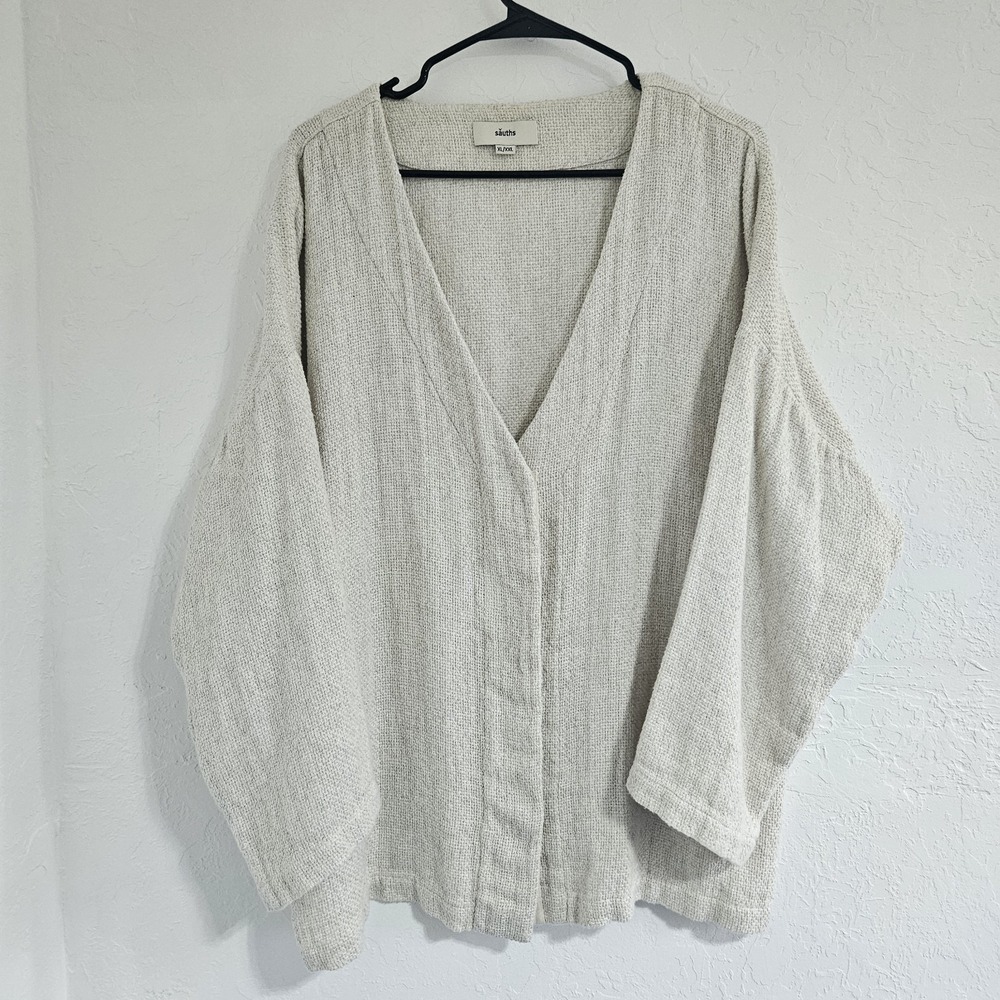 Sauths Women's 100% Linen Blazer Jacket Cream Size XL/XXL LAGEN Minimalist